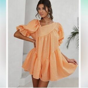 Simplee Plus Orange gingham dress women’s 1X